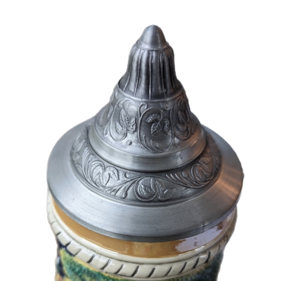 VINTAGE German Beer Stein with Lid, Ceramic Mug, Nature Scene - Picture 7 of 9